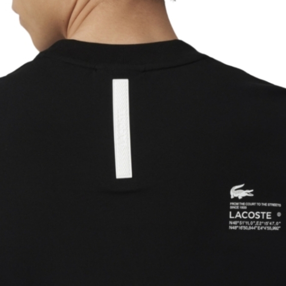NWT LACOSTE Black Regular Fit Branded Piqué Tee Shirt Breathable Organic Cotton - Picture 6 of 7